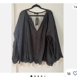 Mes Demoiselle Owen Blouse Cotton with lace underlay Size medium
